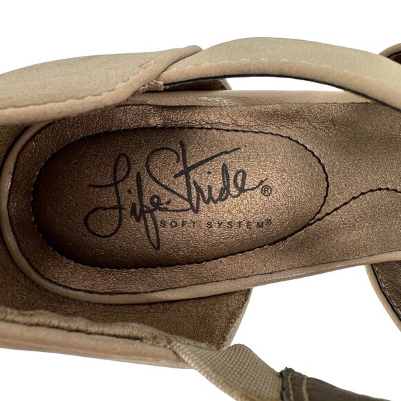 LifeStride Womens Beige Open-Toe Heels With Strappy Design 3-Inch Heel Size 7M - Picture 8 of 10